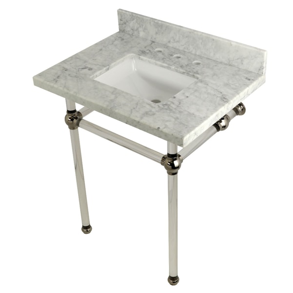 Kingston Brass 30X22 Marble Vanity Top W/ Acrylic Feet Combo, Marble/Nickel KVPB30MASQ6 - main